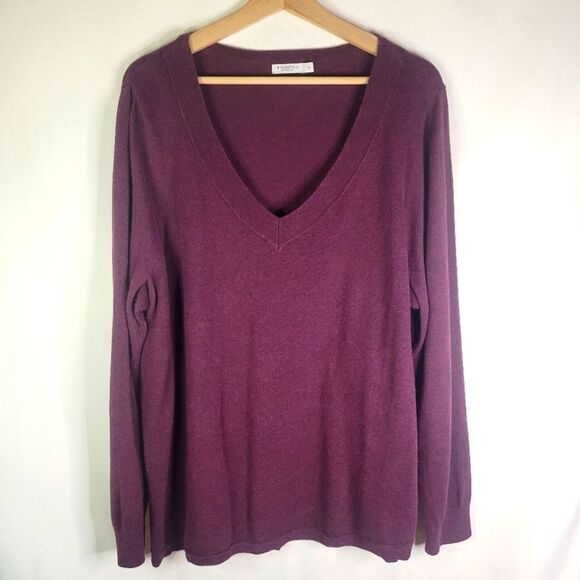 Reitmans Aubergine Purple V-Neck Sweater - Picture 1 of 8